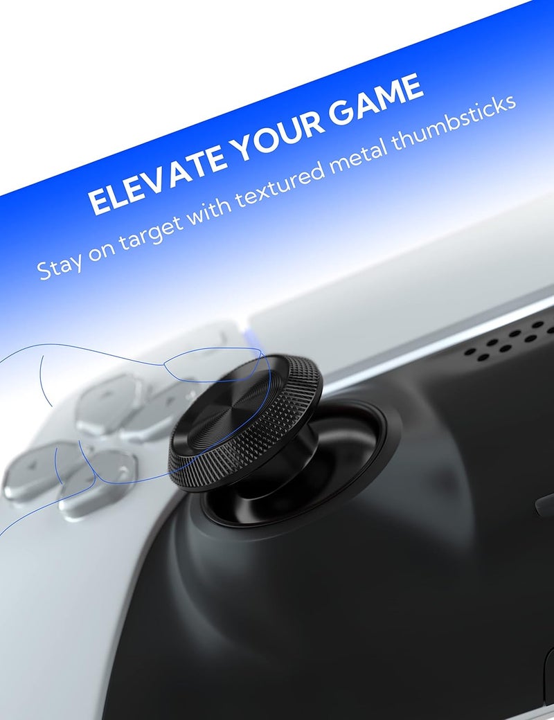 Avericht Metal Thumbsticks for PS5 Controller, Aluminum Joystick Replacement Kit for Dualsense Controller Accessories (Black) - Image 2